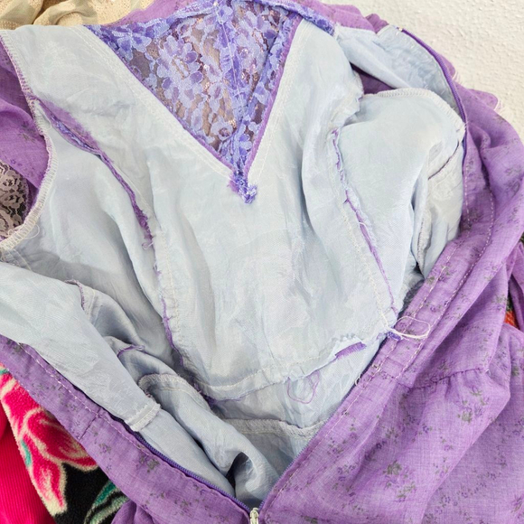 Vintage purple floral prairie dress dainty pastel cottagecore flutter sleeve 70s - Picture 7 of 7